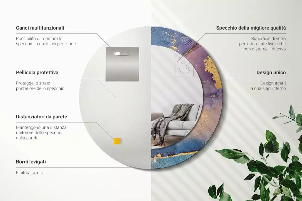 Kulaté zrcadlo s potiskem Mramorový kámen