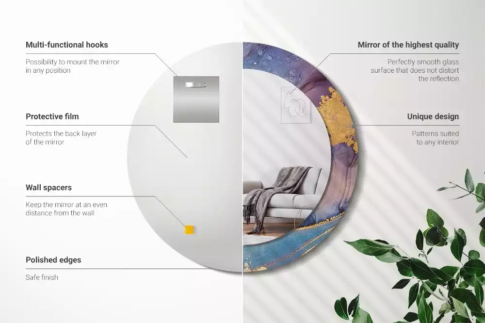 Kulaté zrcadlo s potiskem Mramorový kámen