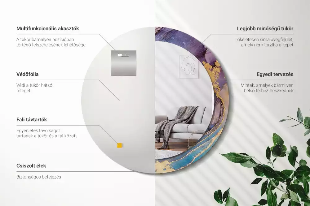 Kulaté zrcadlo s potiskem Mramorový kámen