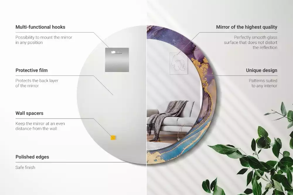 Kulaté zrcadlo s potiskem Mramorový kámen