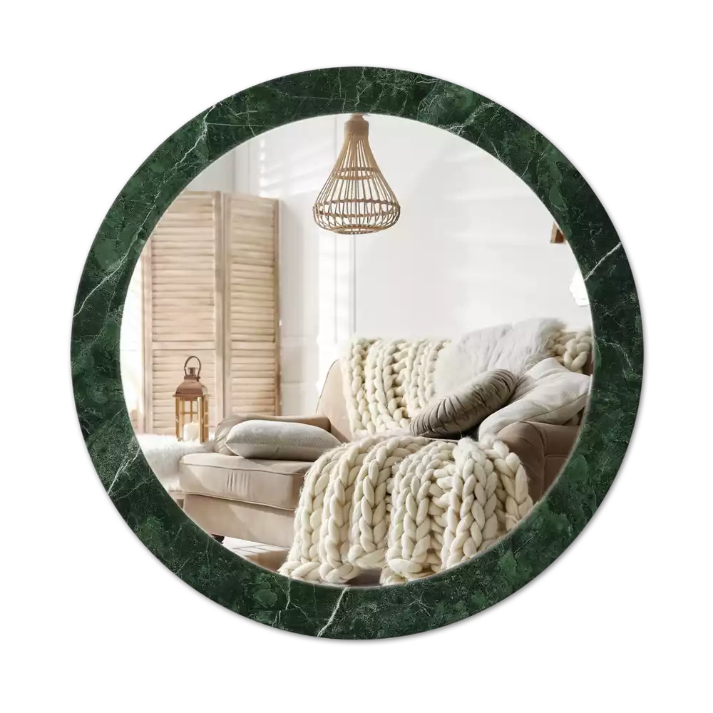 Kulaté dekorativní zrcadlo Zelený mramor
