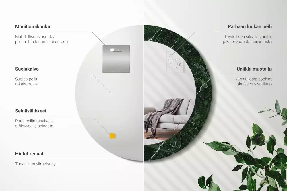 Kulaté dekorativní zrcadlo Zelený mramor