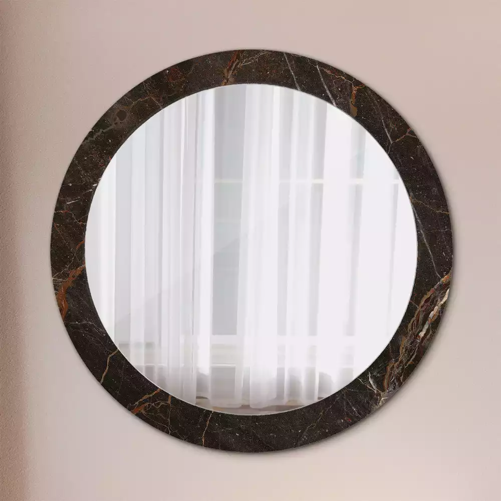 Kulaté dekorativní zrcadlo na zeď Hnědý mramor