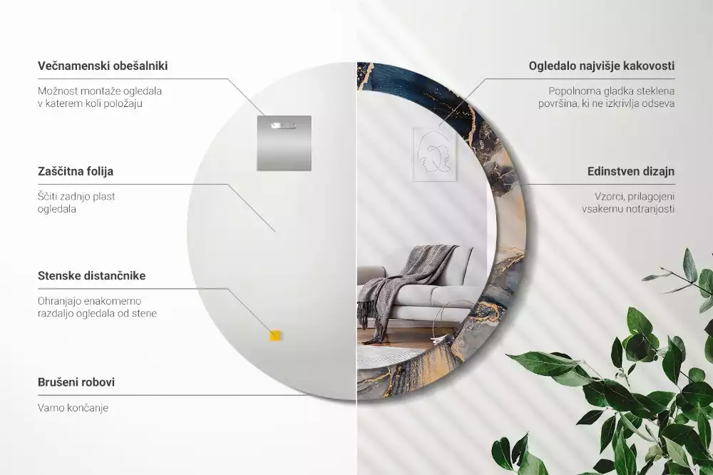 Kulaté zrcadlo s potiskem Abstraktní barvy