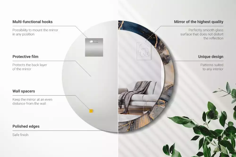 Kulaté zrcadlo s potiskem Abstraktní barvy