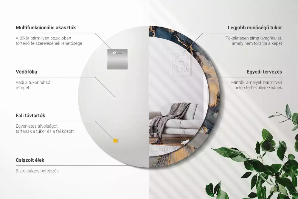 Kulaté zrcadlo s potiskem Abstraktní barvy