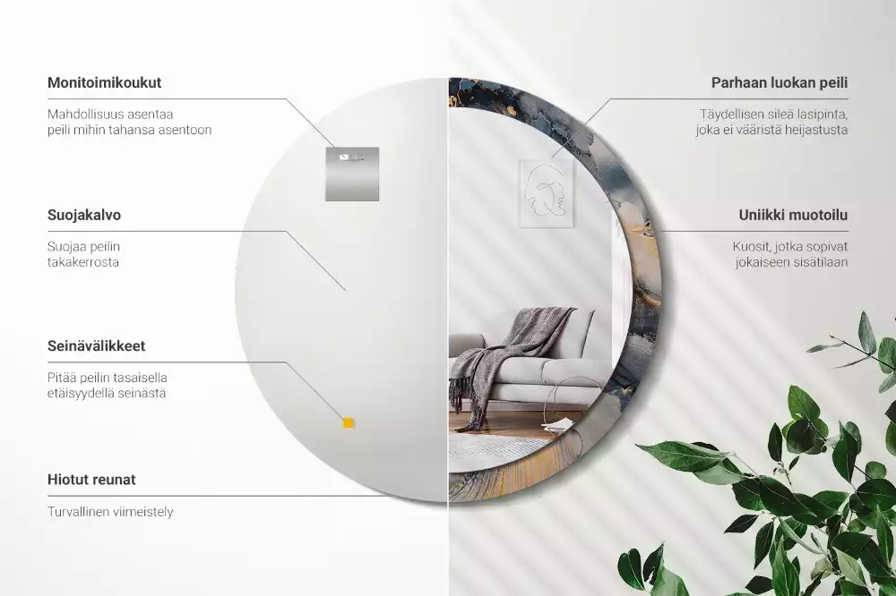 Kulaté zrcadlo s potiskem Abstraktní barvy