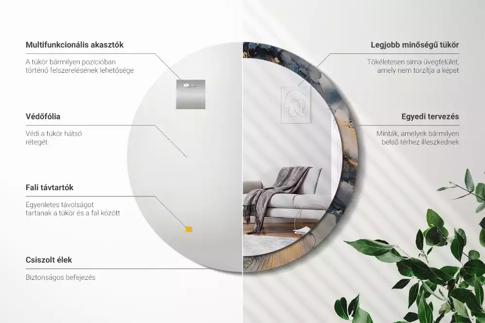 Kulaté zrcadlo s potiskem Abstraktní barvy