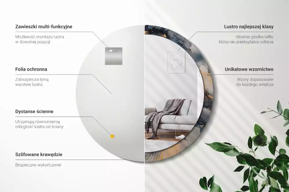 Kulaté zrcadlo s potiskem Abstraktní barvy