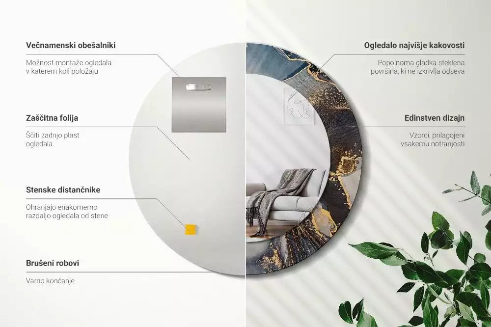 Kulaté zrcadlo s potiskem Abstraktní barvy