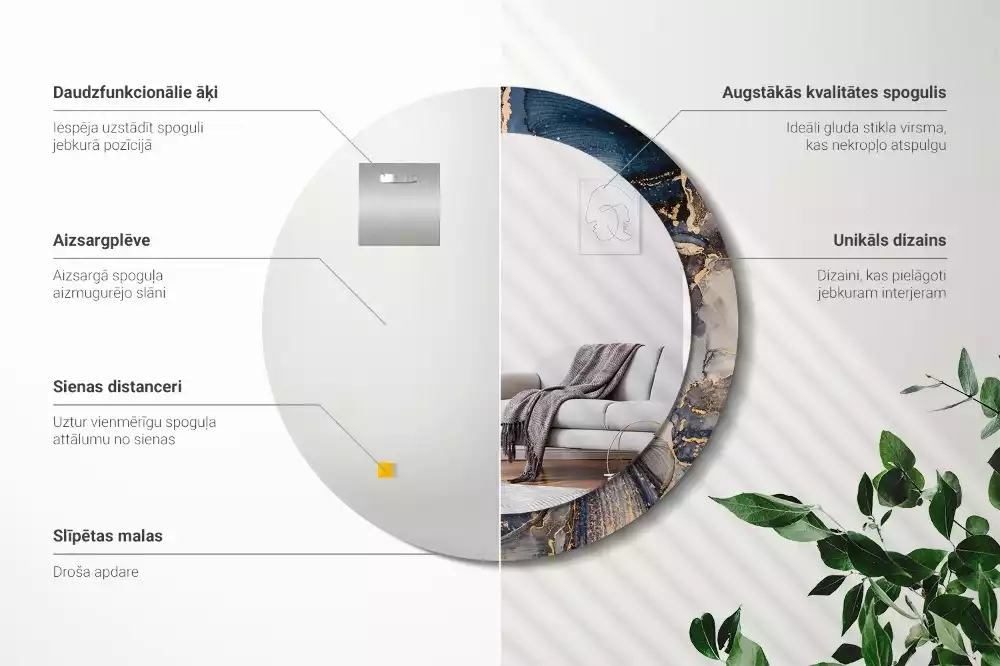 Kulaté zrcadlo s potiskem Abstraktní barvy