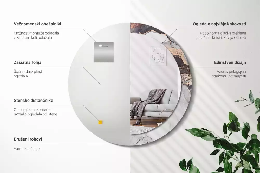 Kulaté dekorativní zrcadlo na zeď Abstraktní mramor