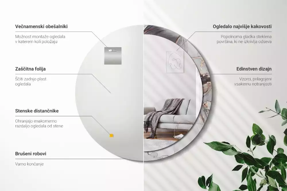 Kulaté dekorativní zrcadlo na zeď Abstraktní mramor