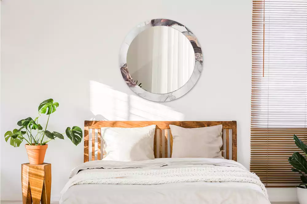 Kulaté dekorativní zrcadlo na zeď Abstraktní mramor