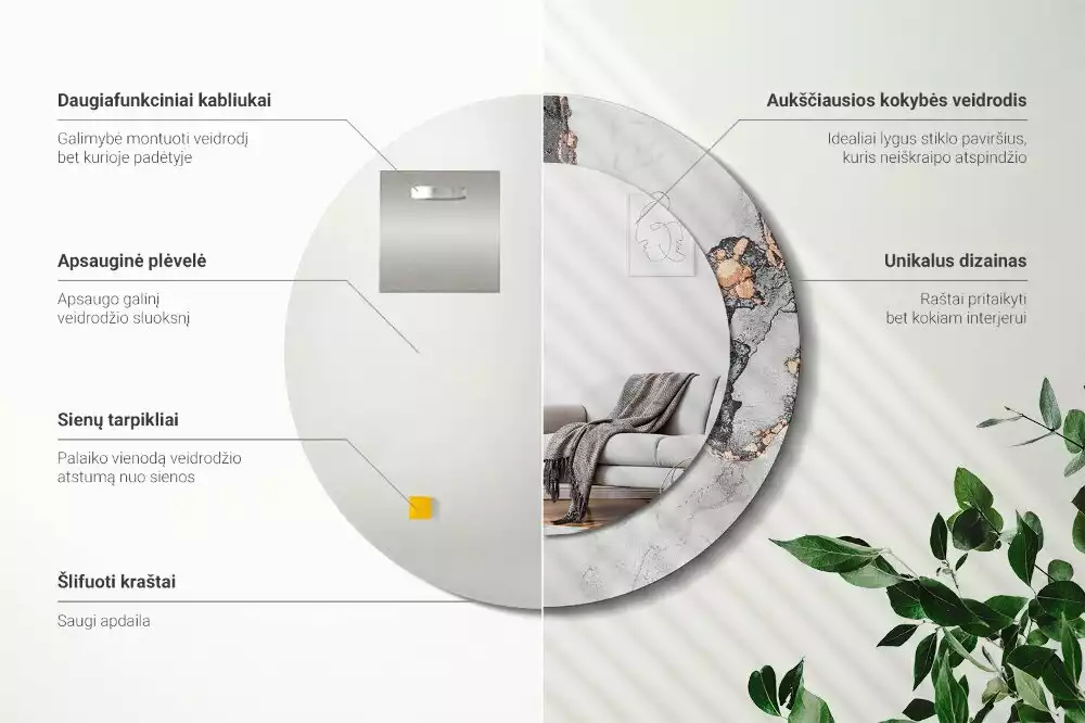 Kulaté dekorativní zrcadlo na zeď Abstraktní mramor