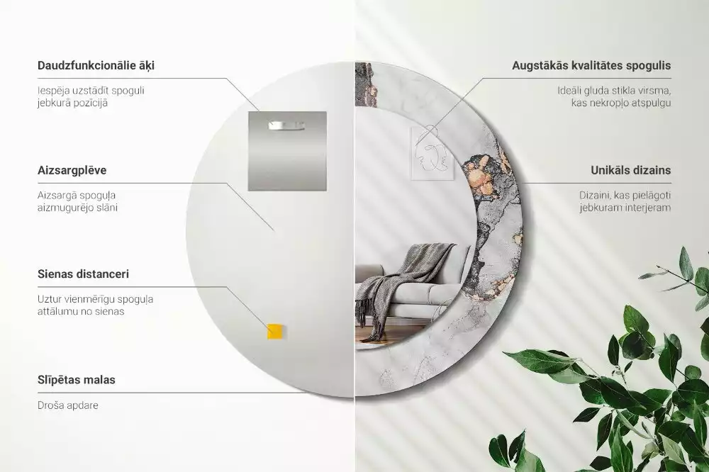 Kulaté dekorativní zrcadlo na zeď Abstraktní mramor