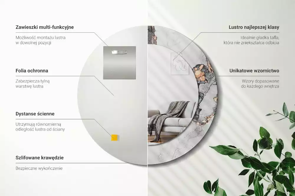 Kulaté dekorativní zrcadlo na zeď Abstraktní mramor