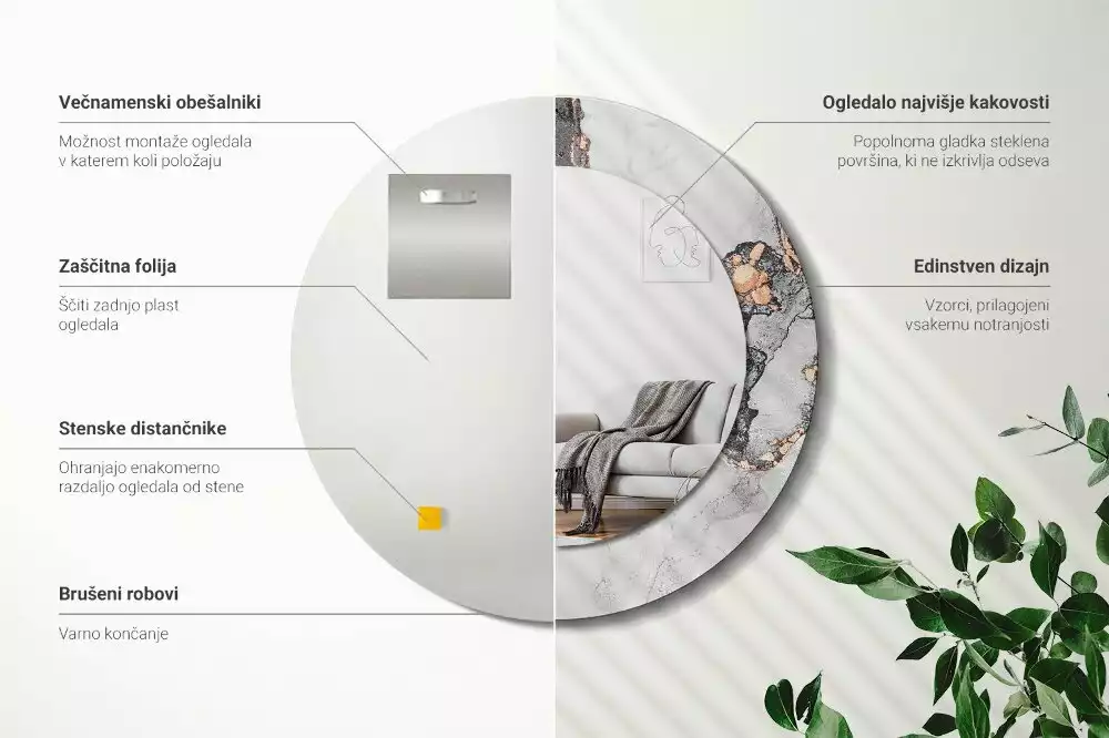 Kulaté dekorativní zrcadlo na zeď Abstraktní mramor