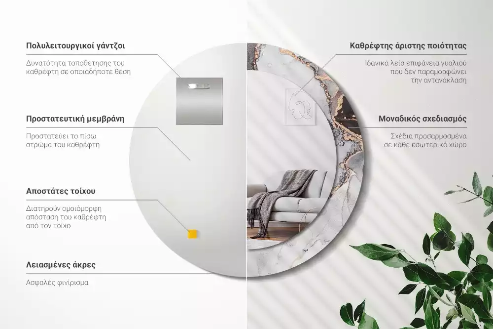 Kulaté dekorativní zrcadlo na zeď Abstraktní mramor