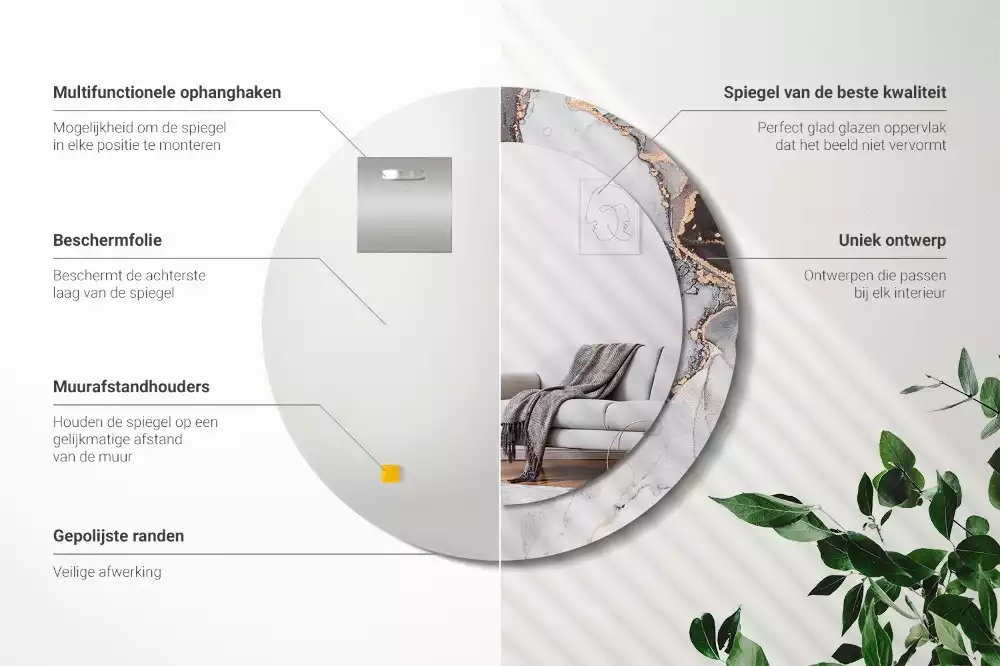 Kulaté dekorativní zrcadlo na zeď Abstraktní mramor