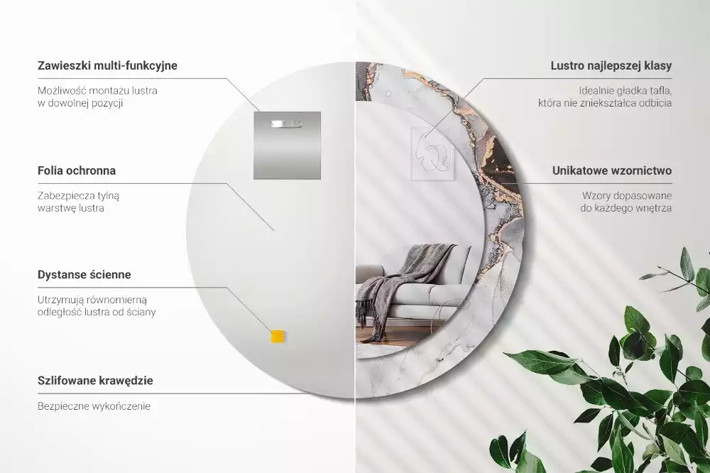 Kulaté dekorativní zrcadlo na zeď Abstraktní mramor