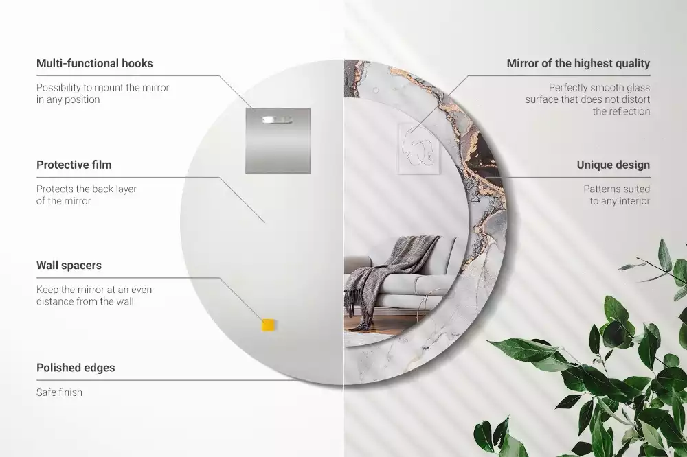 Kulaté dekorativní zrcadlo na zeď Abstraktní mramor