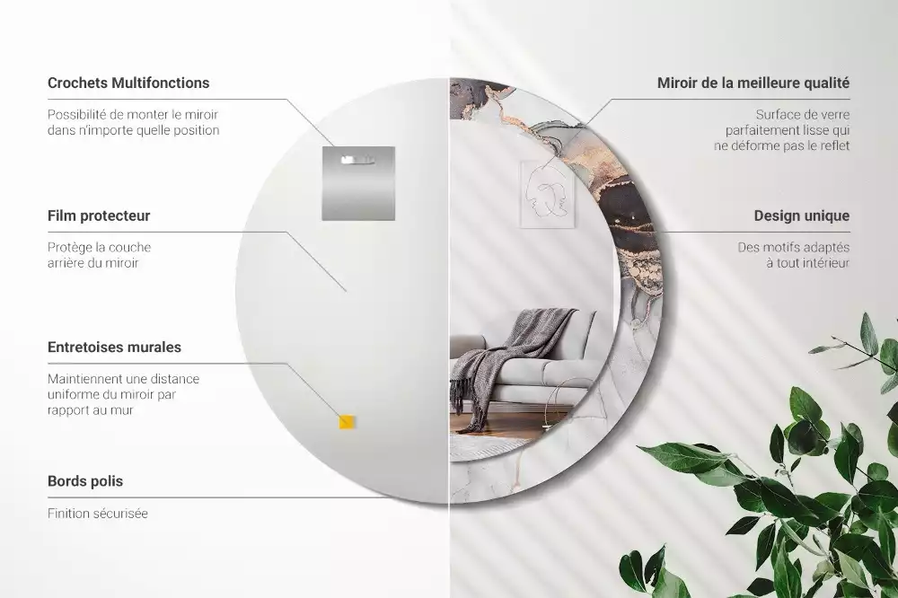 Kulaté dekorativní zrcadlo na zeď Abstraktní mramor