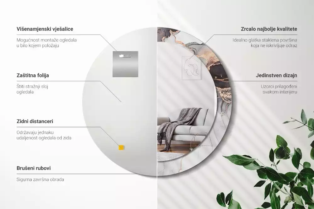 Kulaté dekorativní zrcadlo na zeď Abstraktní mramor