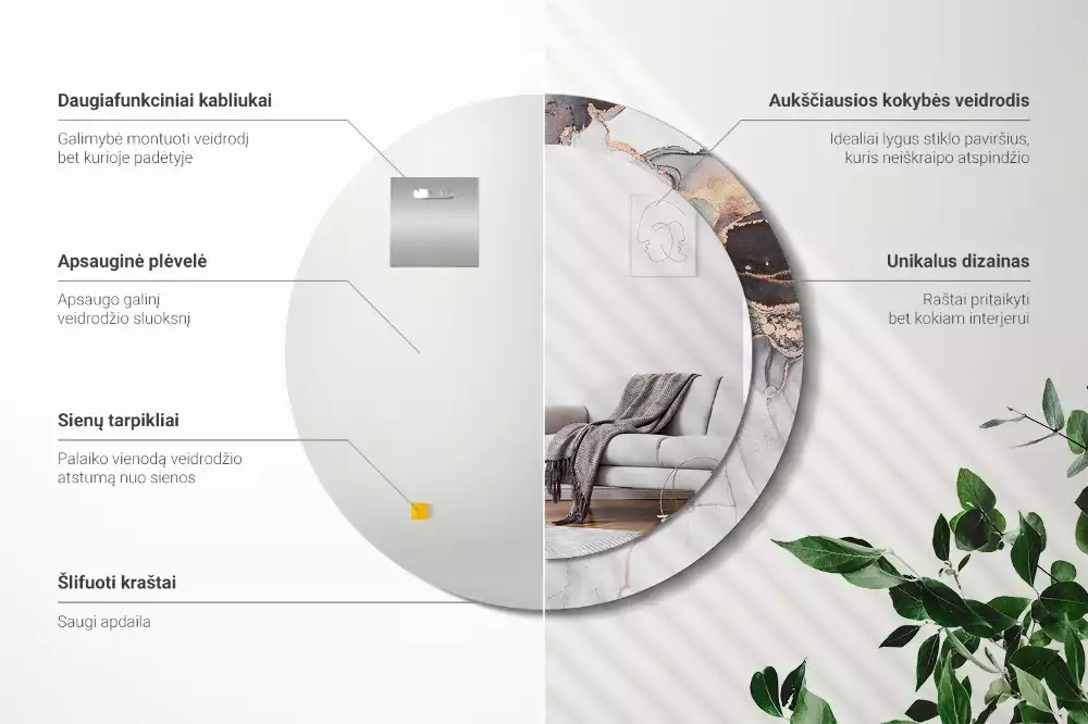 Kulaté dekorativní zrcadlo na zeď Abstraktní mramor