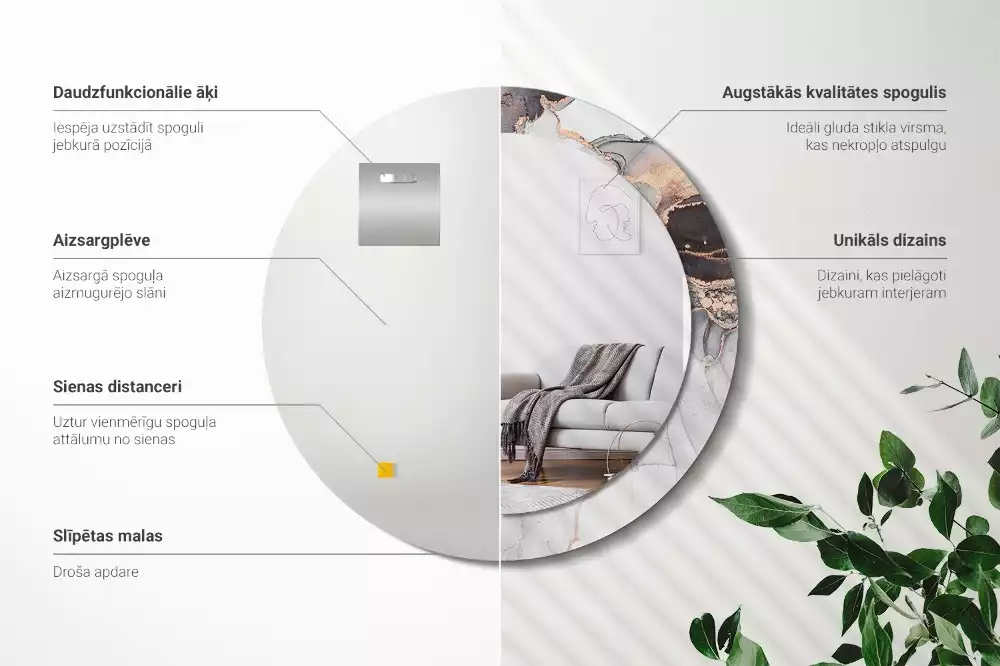 Kulaté dekorativní zrcadlo na zeď Abstraktní mramor