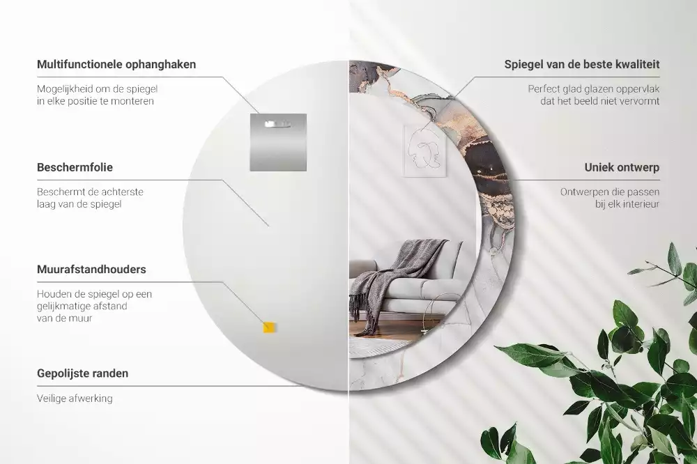 Kulaté dekorativní zrcadlo na zeď Abstraktní mramor