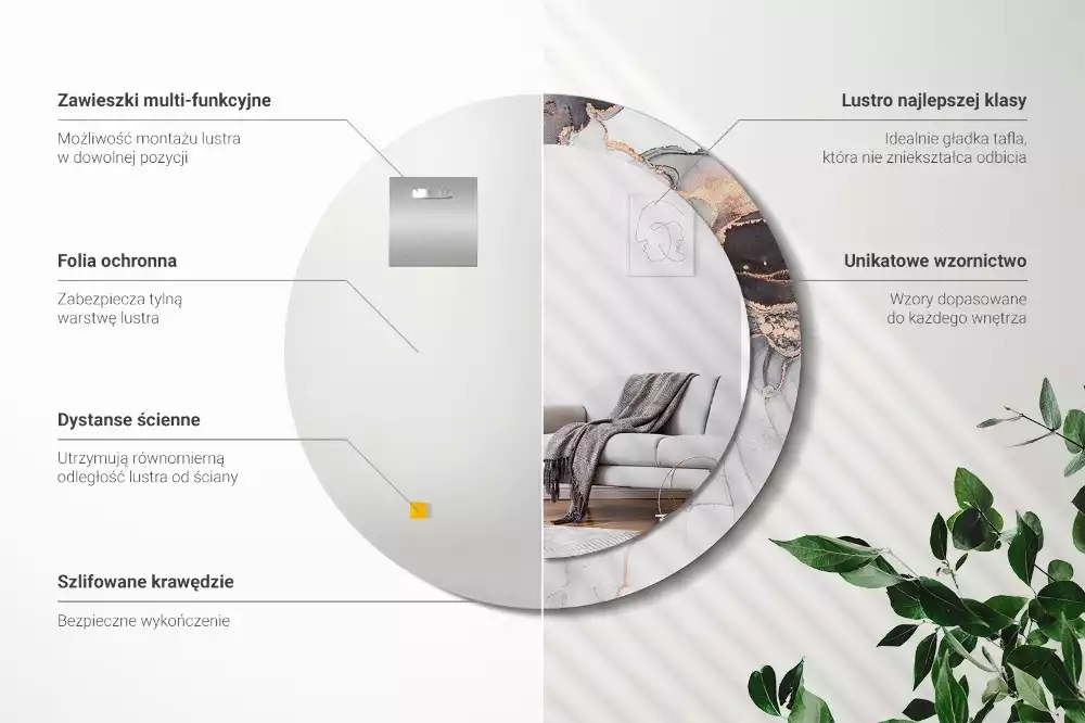 Kulaté dekorativní zrcadlo na zeď Abstraktní mramor