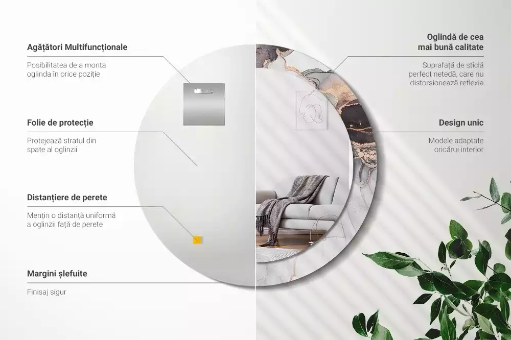 Kulaté dekorativní zrcadlo na zeď Abstraktní mramor
