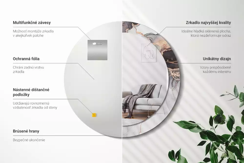 Kulaté dekorativní zrcadlo na zeď Abstraktní mramor