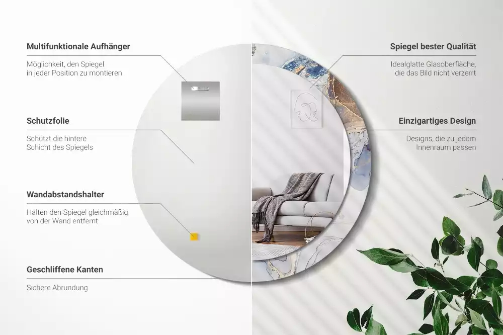 Kulaté zrcadlo s potiskem Abstraktní umění