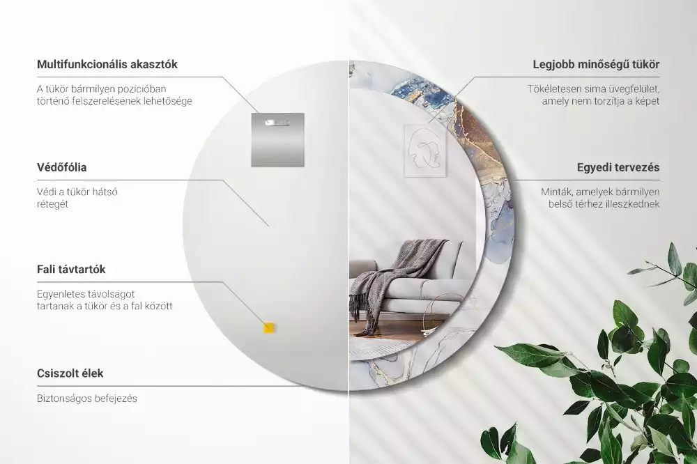 Kulaté zrcadlo s potiskem Abstraktní umění