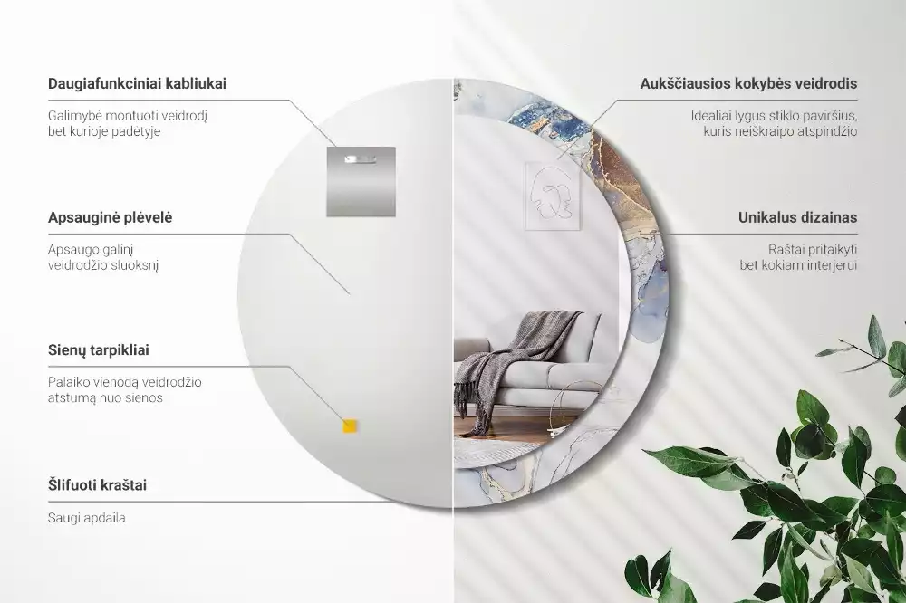 Kulaté zrcadlo s potiskem Abstraktní umění