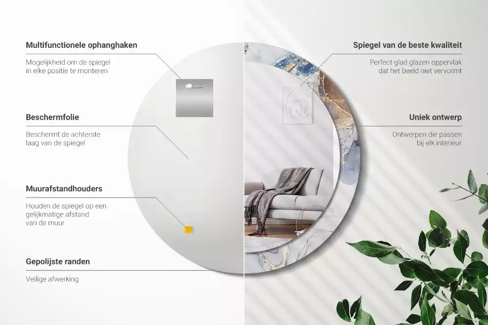 Kulaté zrcadlo s potiskem Abstraktní umění