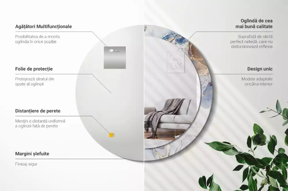 Kulaté zrcadlo s potiskem Abstraktní umění