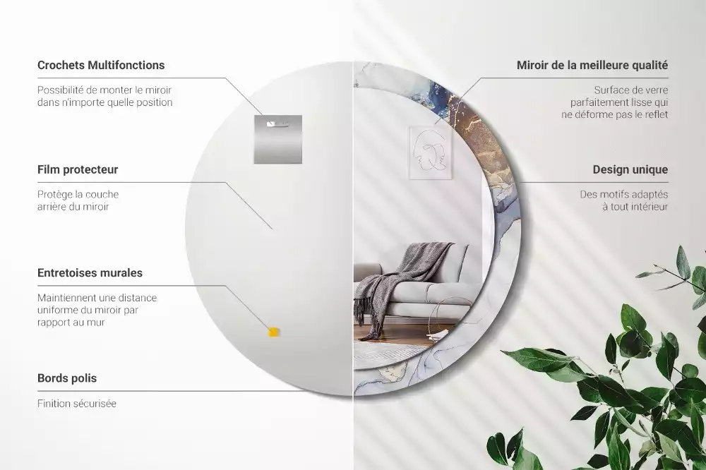 Kulaté zrcadlo s potiskem Abstraktní umění