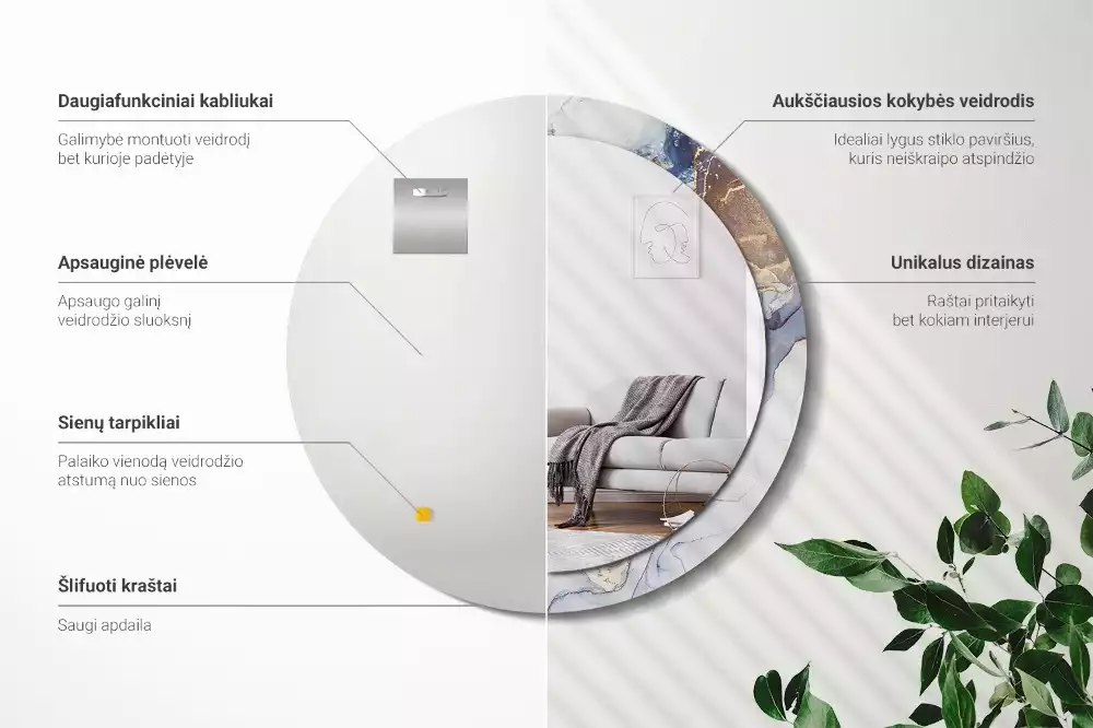 Kulaté zrcadlo s potiskem Abstraktní umění