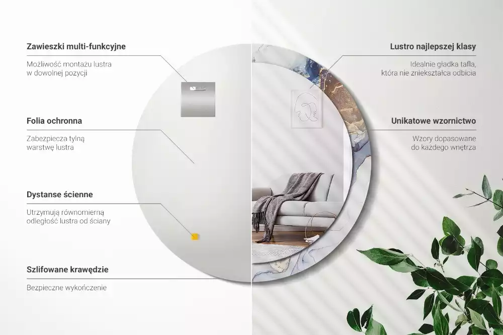 Kulaté zrcadlo s potiskem Abstraktní umění