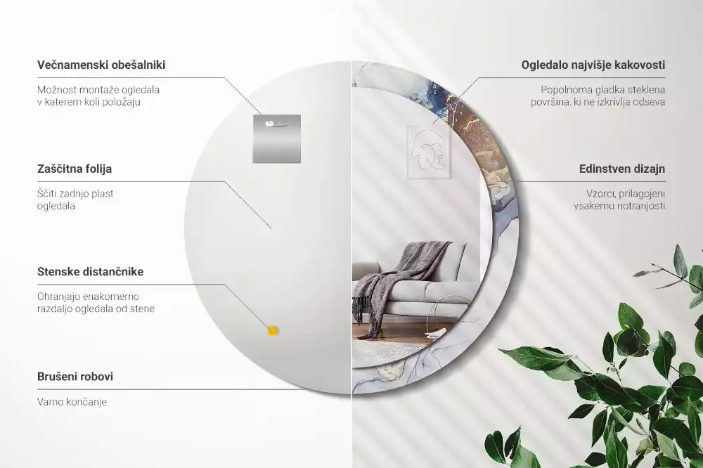 Kulaté zrcadlo s potiskem Abstraktní umění