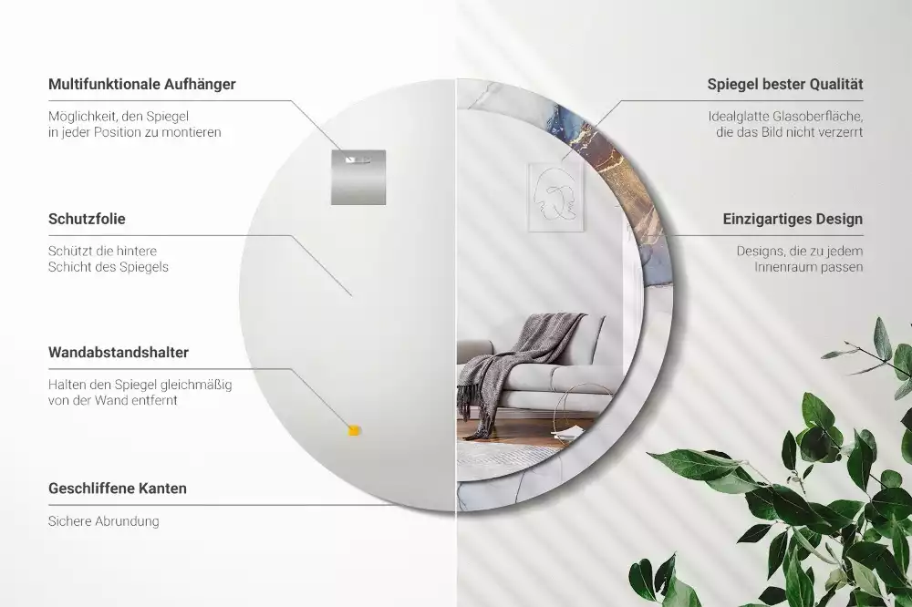 Kulaté zrcadlo s potiskem Abstraktní umění