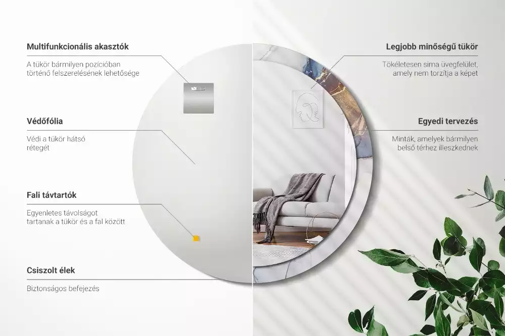 Kulaté zrcadlo s potiskem Abstraktní umění