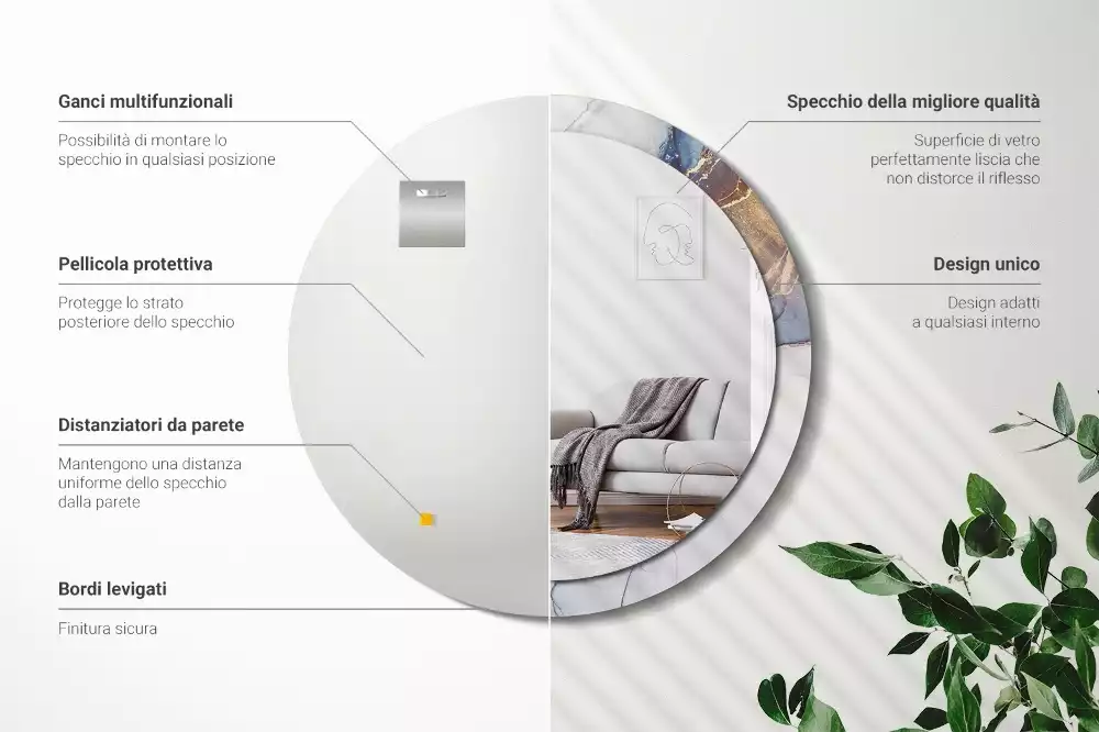 Kulaté zrcadlo s potiskem Abstraktní umění