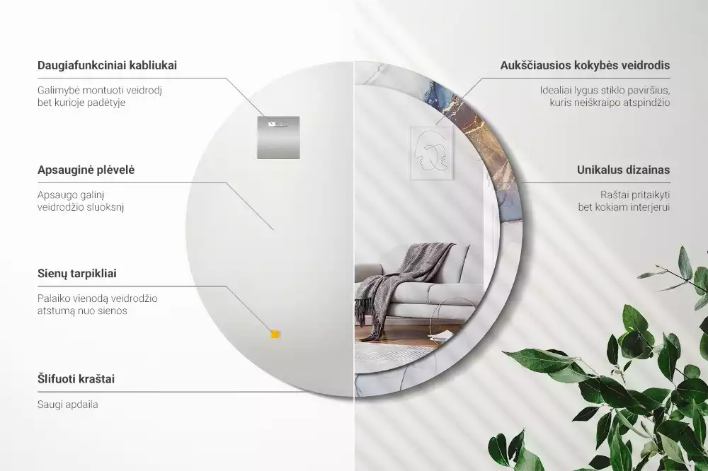 Kulaté zrcadlo s potiskem Abstraktní umění