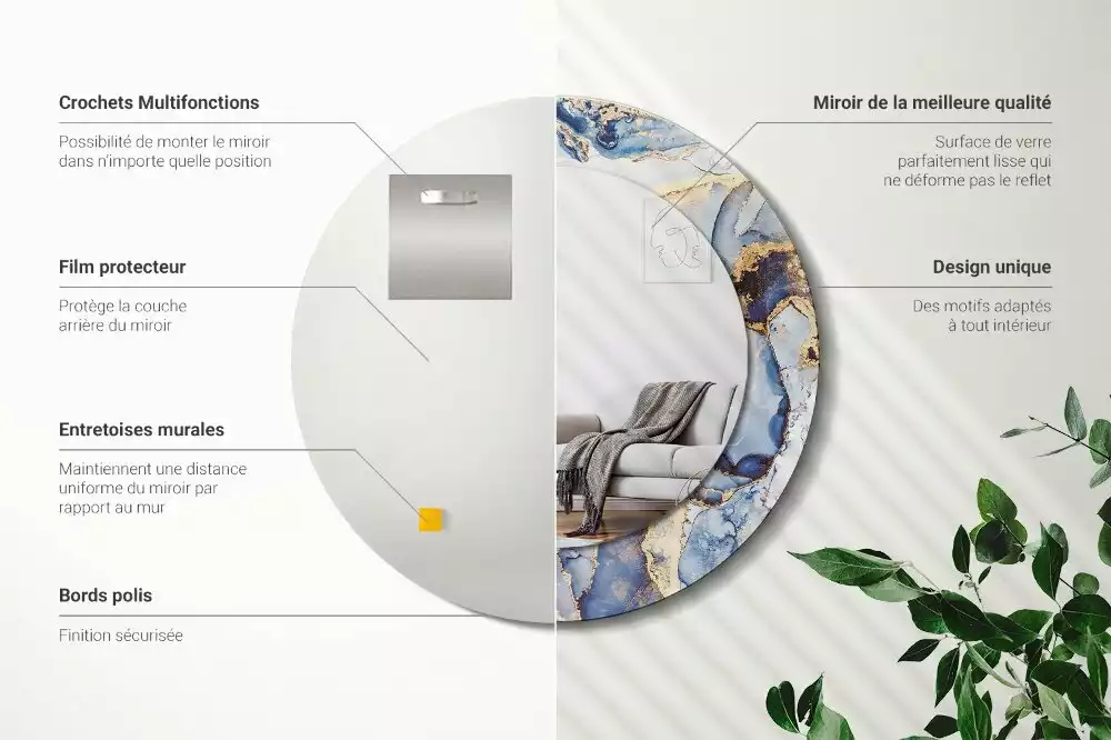 Kulaté zrcadlo s potiskem Abstraktní umění