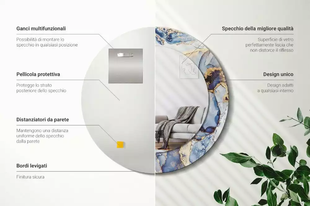 Kulaté zrcadlo s potiskem Abstraktní umění