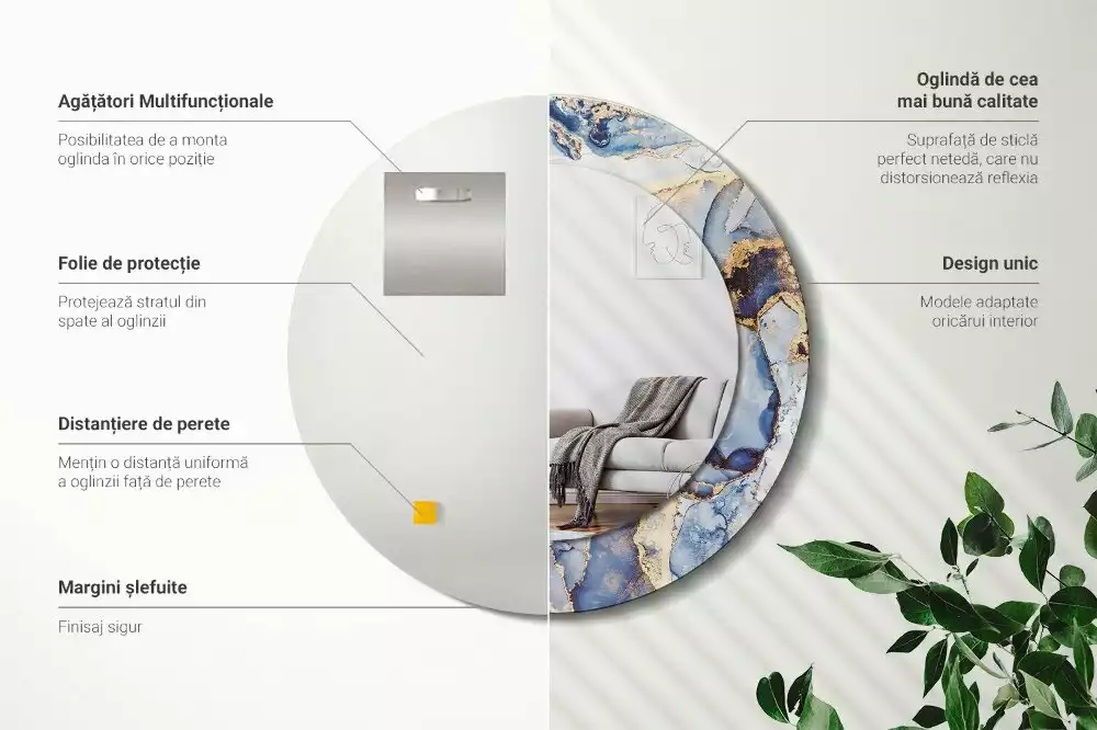 Kulaté zrcadlo s potiskem Abstraktní umění